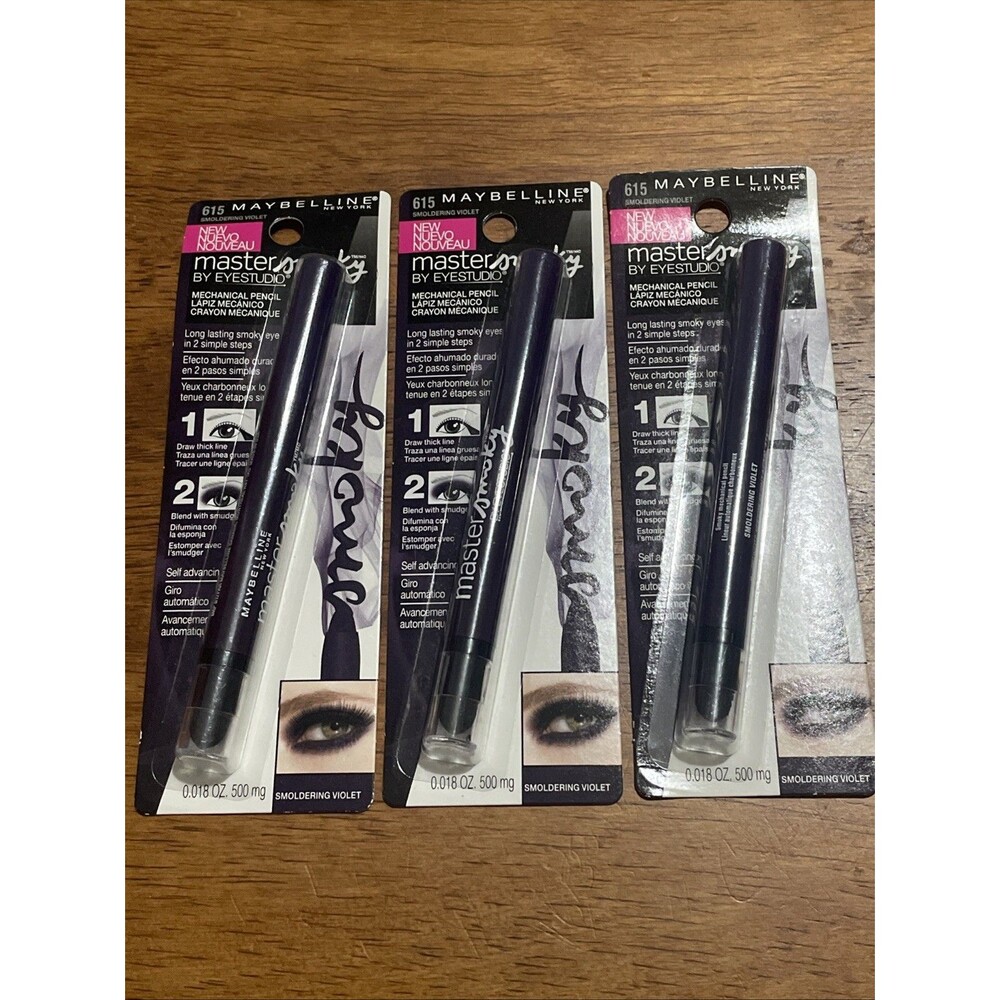 3 Maybelline Master Smoky Mechanical Pencil #615 SMOLDERING VIOLET Lot
